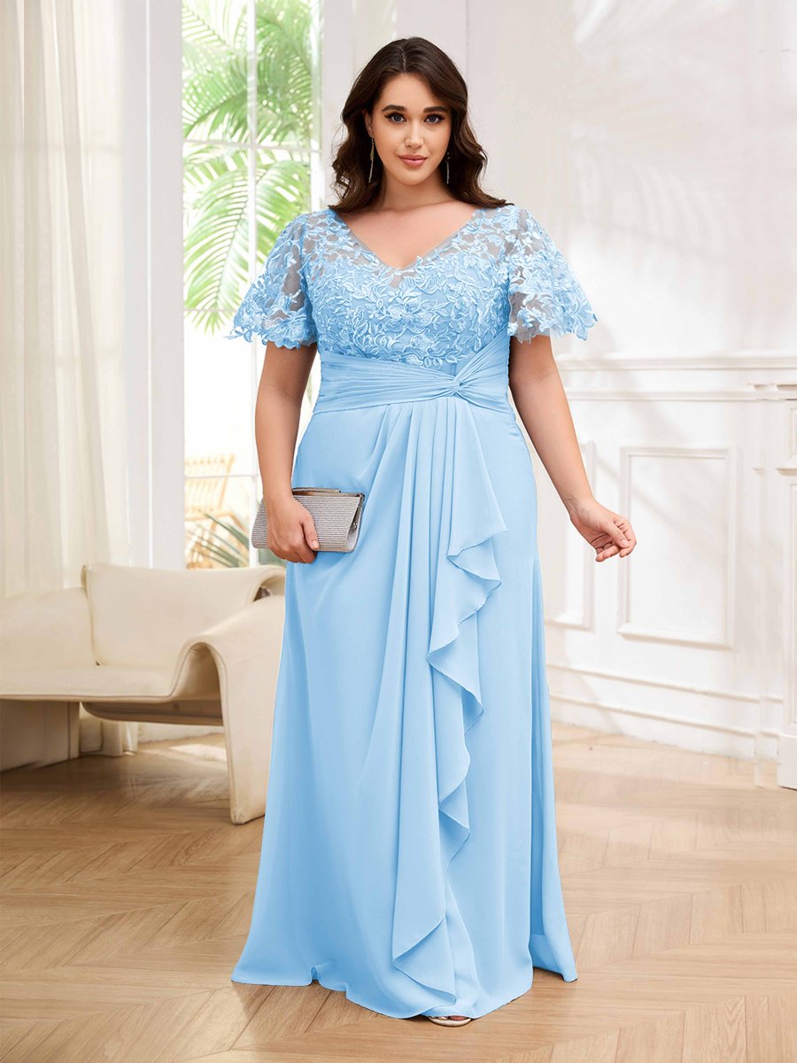 Robes Mère De La Mariée Grande Taille À Dentelle Appliqués Trou De Serrure Mara – Image 7