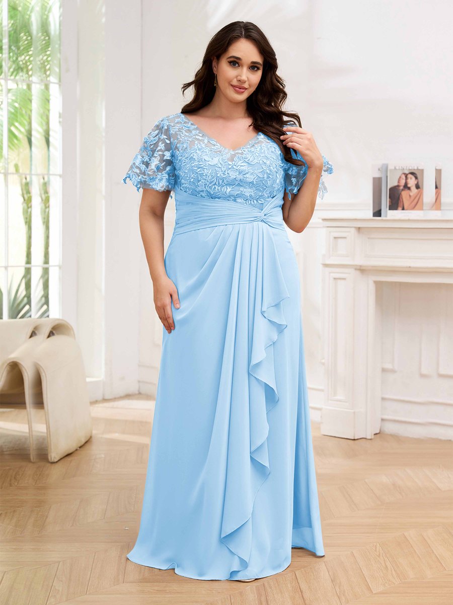 Robes Mère De La Mariée Grande Taille À Dentelle Appliqués Trou De Serrure Mara – Image 8