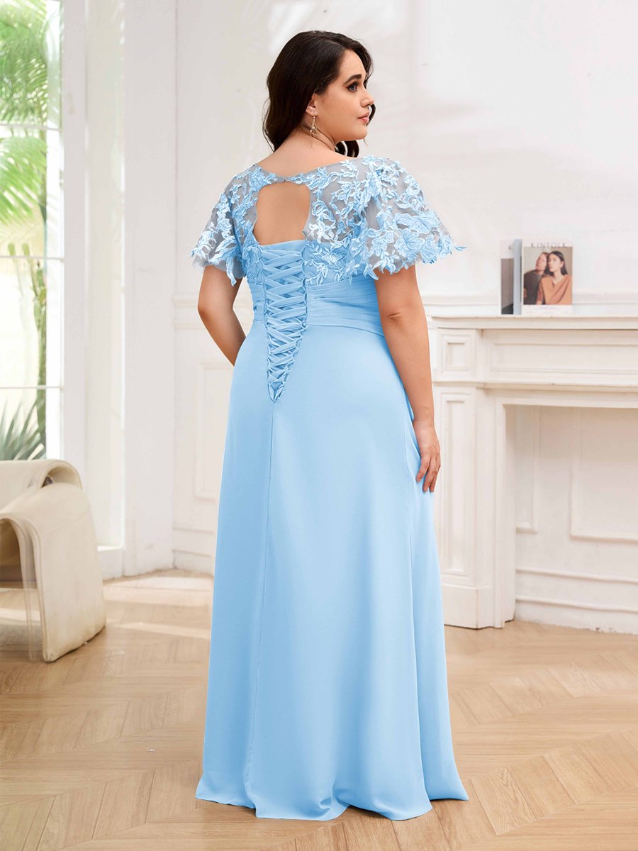 Robes Mère De La Mariée Grande Taille À Dentelle Appliqués Trou De Serrure Mara – Image 9