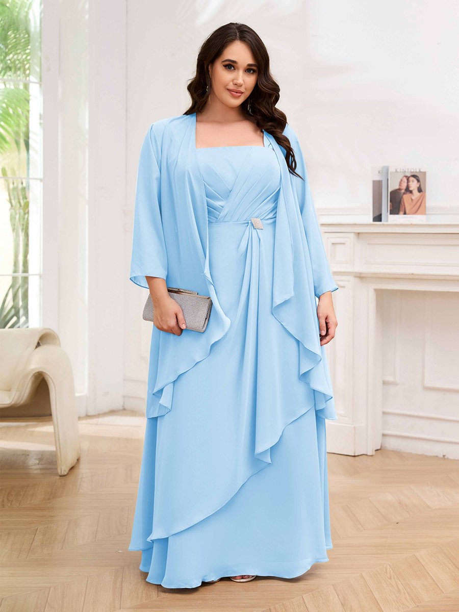 Robes Mère De La Mariée Grande Taille À Lacets Deux-Pièces Perles Volants Elliott – Image 7