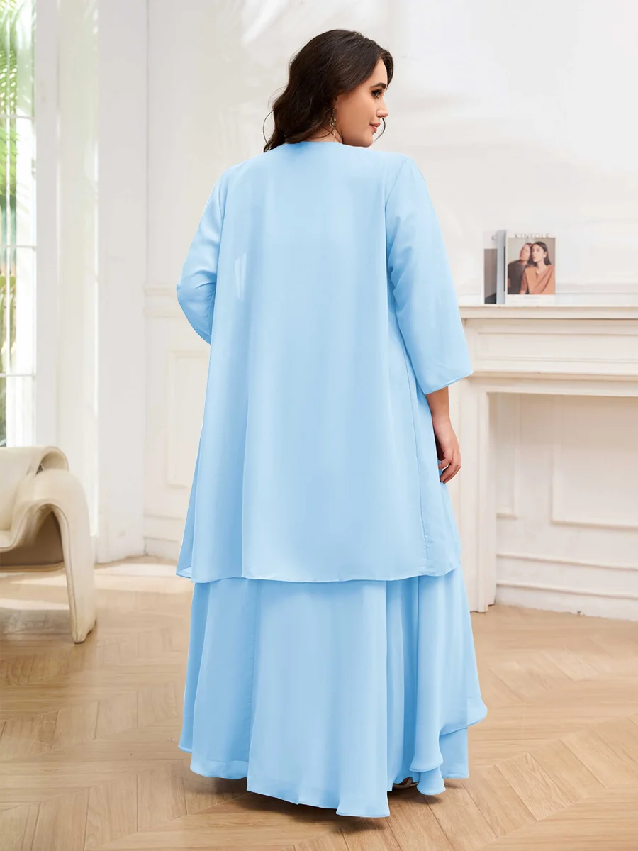 Robes Mère De La Mariée Grande Taille À Lacets Deux-Pièces Perles Volants Elliott – Image 9