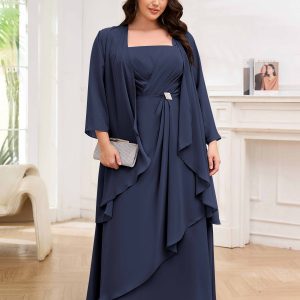 Robes Mère De La Mariée Grande Taille À Lacets Deux-Pièces Perles Volants Elliott