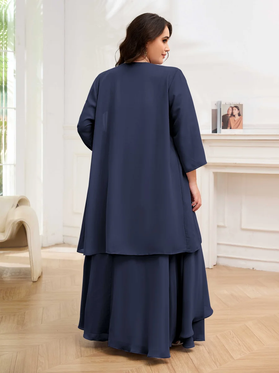 Robes Mère De La Mariée Grande Taille À Lacets Deux-Pièces Perles Volants Elliott – Image 3