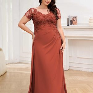 Robes Mère De La Mariée Grande Taille À Lacets Dentelle Appliqués Gaine Mckinley