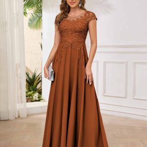 Robes Mère De La Mariée À Illusion Dentelle Longueur Au Sol Rosalia