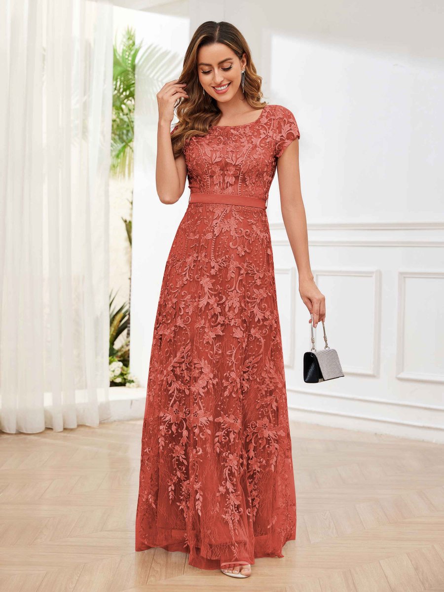 Robes Mère De La Mariée À Dentelle Trou De Serrure Fermeture Éclair Ceinture Michaela – Image 5