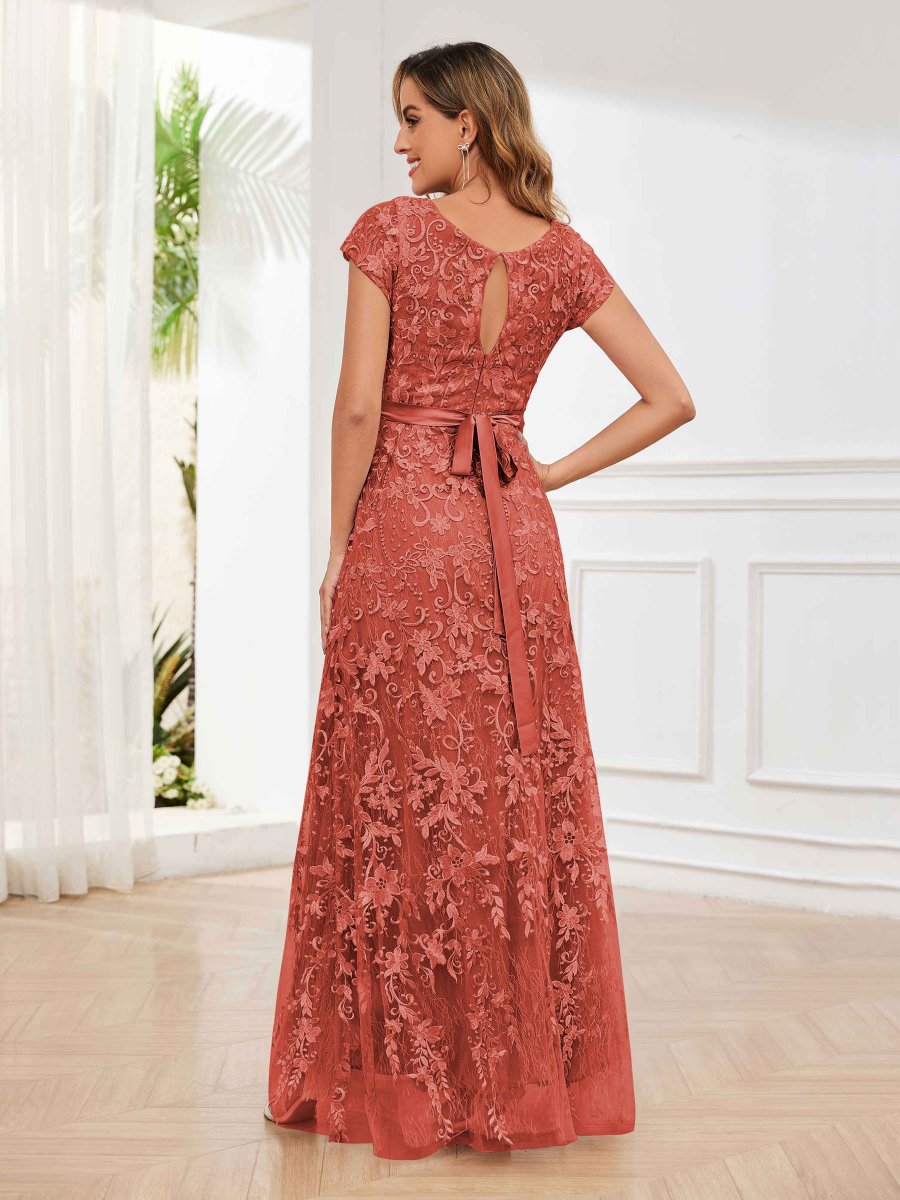 Robes Mère De La Mariée À Dentelle Trou De Serrure Fermeture Éclair Ceinture Michaela – Image 7