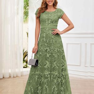 Robes Mère De La Mariée À Dentelle Trou De Serrure Fermeture Éclair Ceinture Michaela