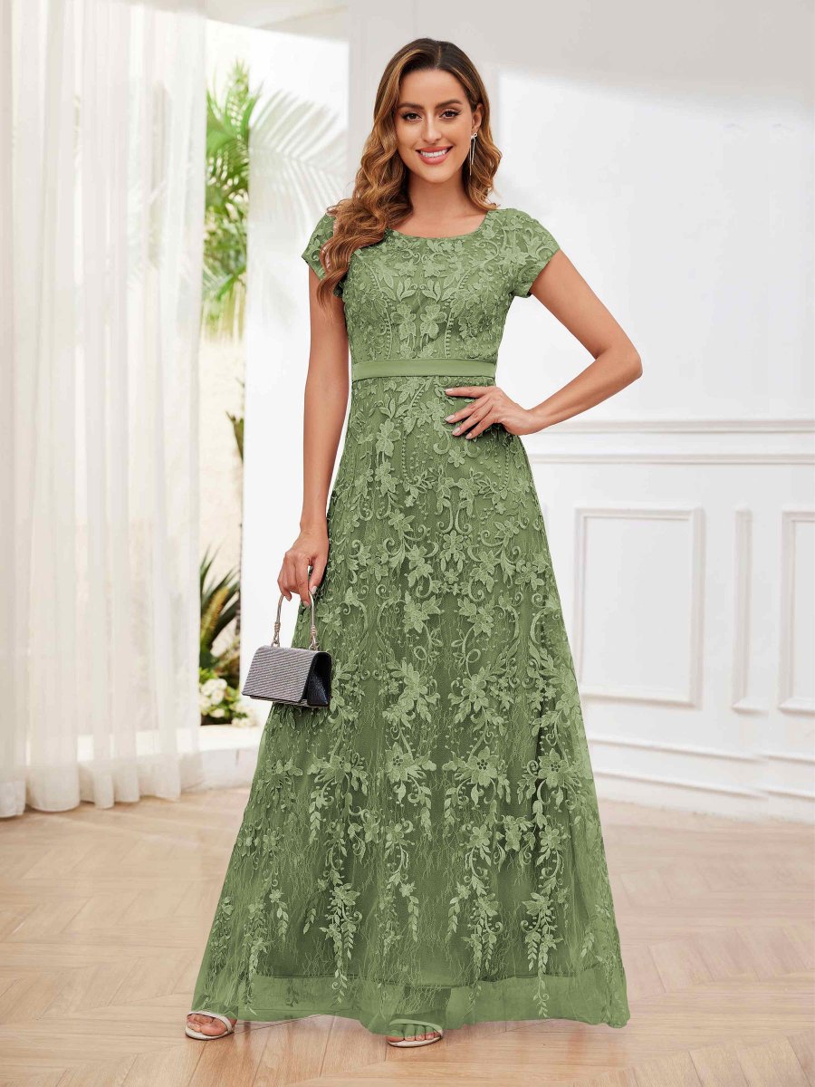 Robes Mère De La Mariée À Dentelle Trou De Serrure Fermeture Éclair Ceinture Michaela – Image 2