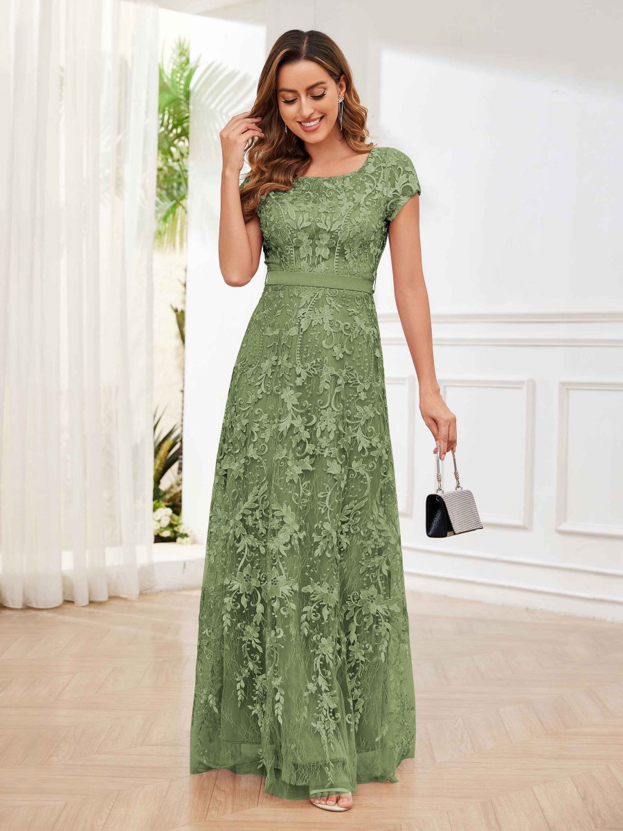 Robes Mère De La Mariée À Dentelle Trou De Serrure Fermeture Éclair Ceinture Michaela – Image 3