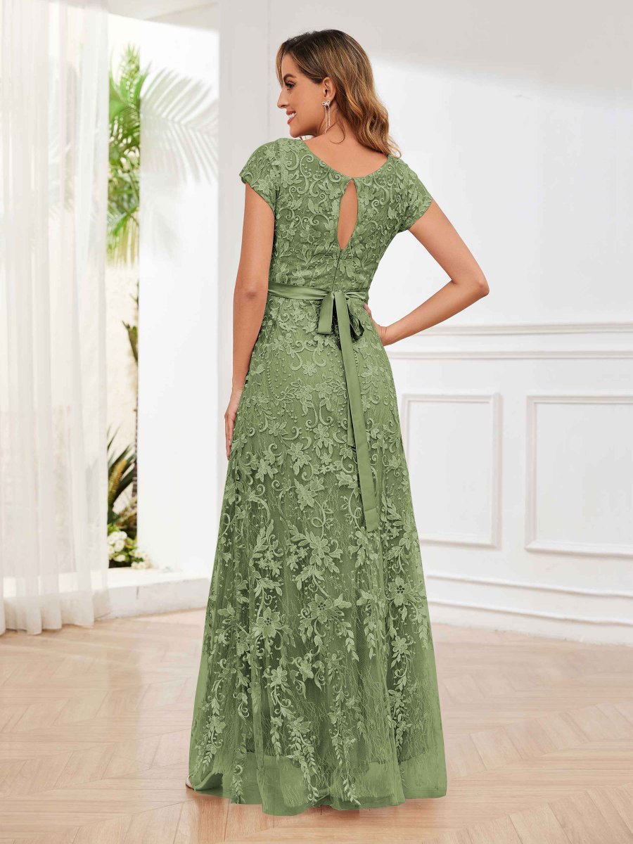 Robes Mère De La Mariée À Dentelle Trou De Serrure Fermeture Éclair Ceinture Michaela – Image 4