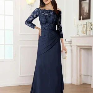 Robes Mère De La Mariée En Mousseline À Épaules Dénudées Plissé Riva