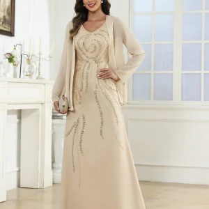 Robes Mère De La Mariée En Mousseline À Pailleté Longueur Cheville Livia