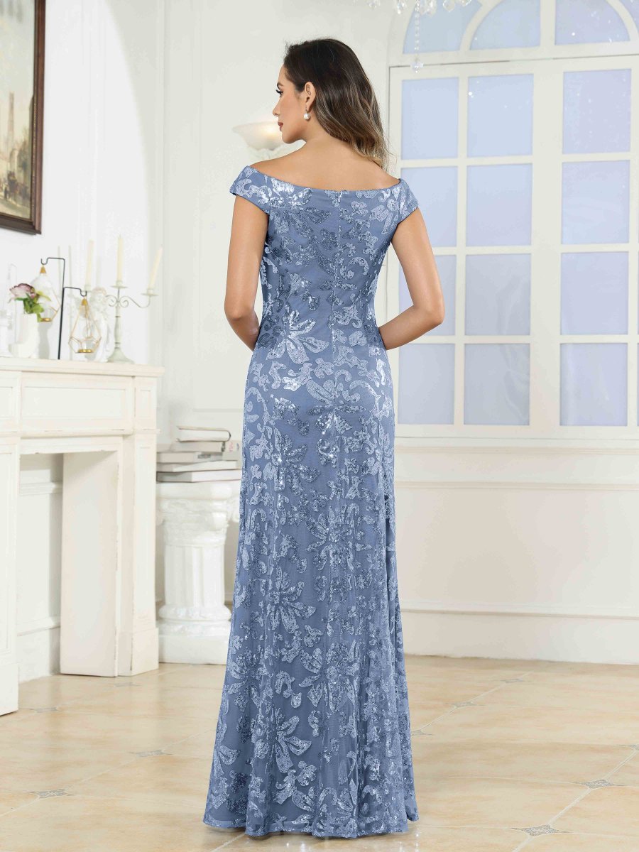 Robes Mère De La Mariée En Pailleté À Épaules Dénudées Longue Ashlynn – Image 4