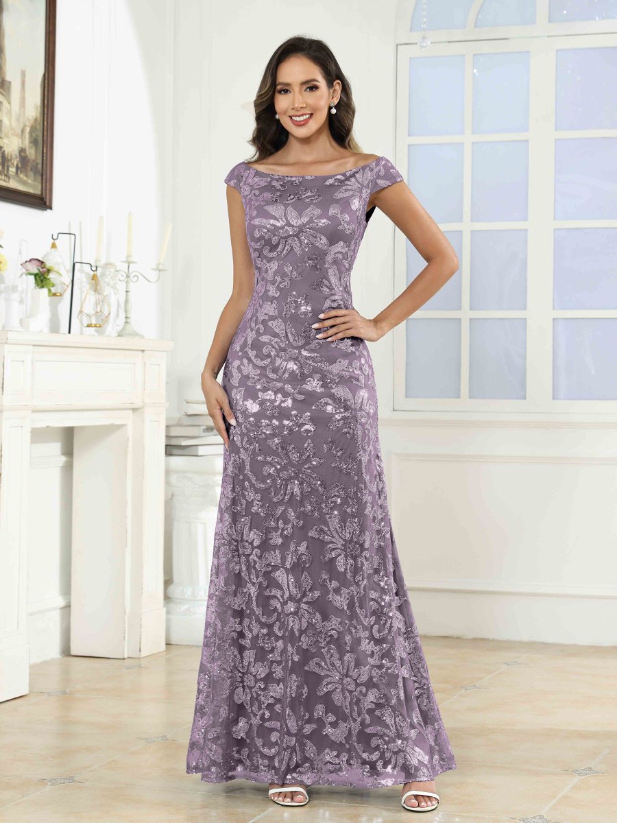 Robes Mère De La Mariée En Pailleté À Épaules Dénudées Longue Ashlynn – Image 8