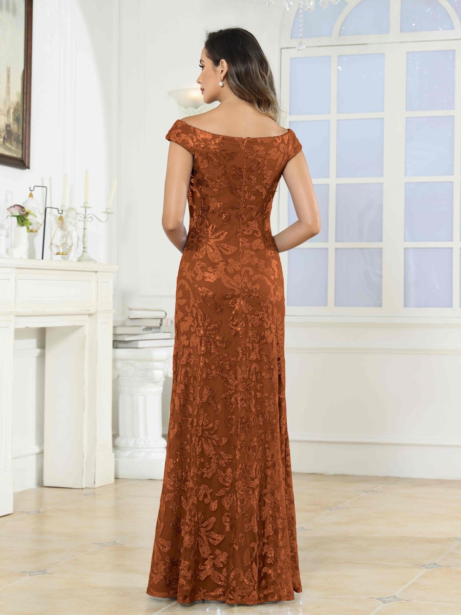 Robes Mère De La Mariée En Pailleté À Épaules Dénudées Longue Ashlynn – Image 7