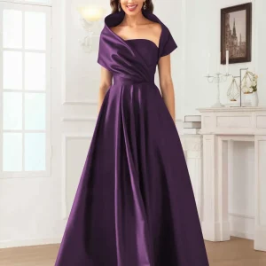 Robes Mère De La Mariée En Satin À Ruché Longueur Au Sol Valeska