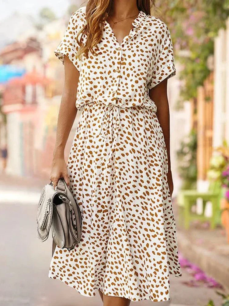 Fraîcheur Bohème | Mi-Long Shirt Dress Spotted Print – Image 6