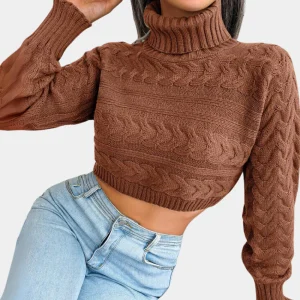 Cotton Short Twisted Sweater | Turtleneck, Warm and Modern