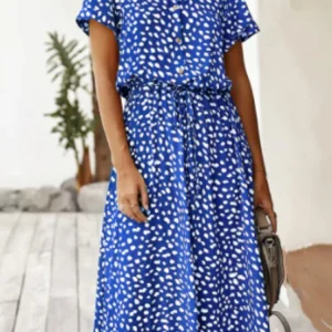 Fraîcheur Bohème | Mi-Long Shirt Dress Spotted Print