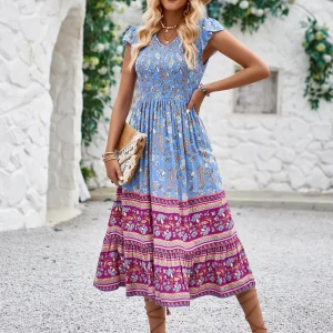 Soleil Bohème | Floral Printed Flared Maxi Dress