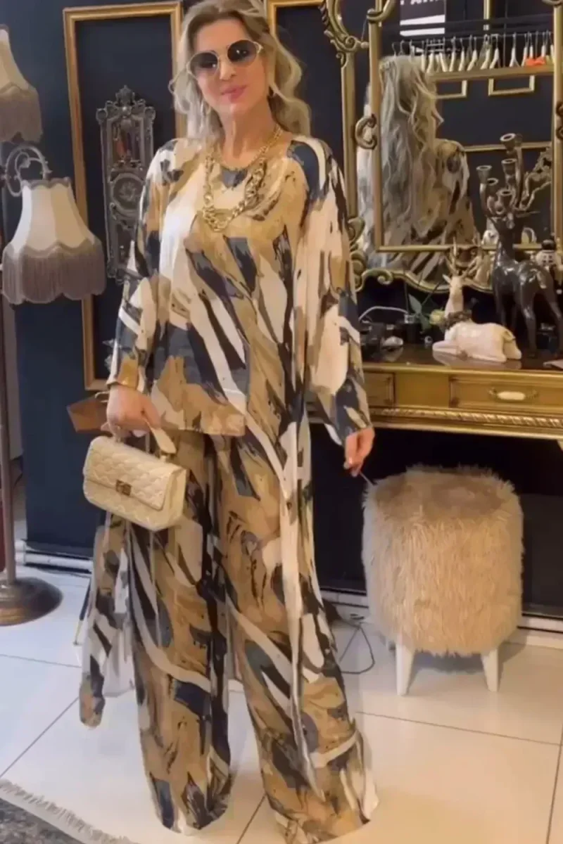 Ensemble Palazzo Imprimé | Élégance Flottante et Style Artistique