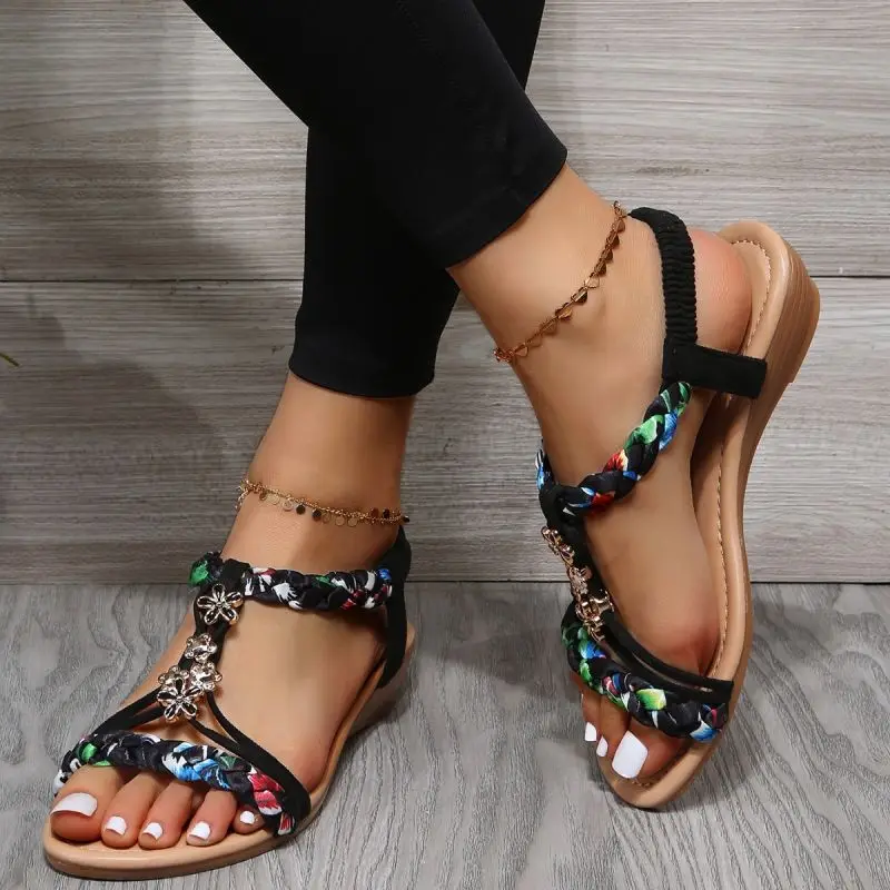 Braided Sandals with Flower Embellishments | Bohemian Chic and Comfort Summer – Image 2