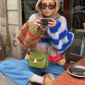 Zoé - Pull Mohair Multicolore | Audacieux | Confort Douillet