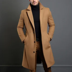 Manteau Camel | Mélange de Laine | Style Hivernal Élégant