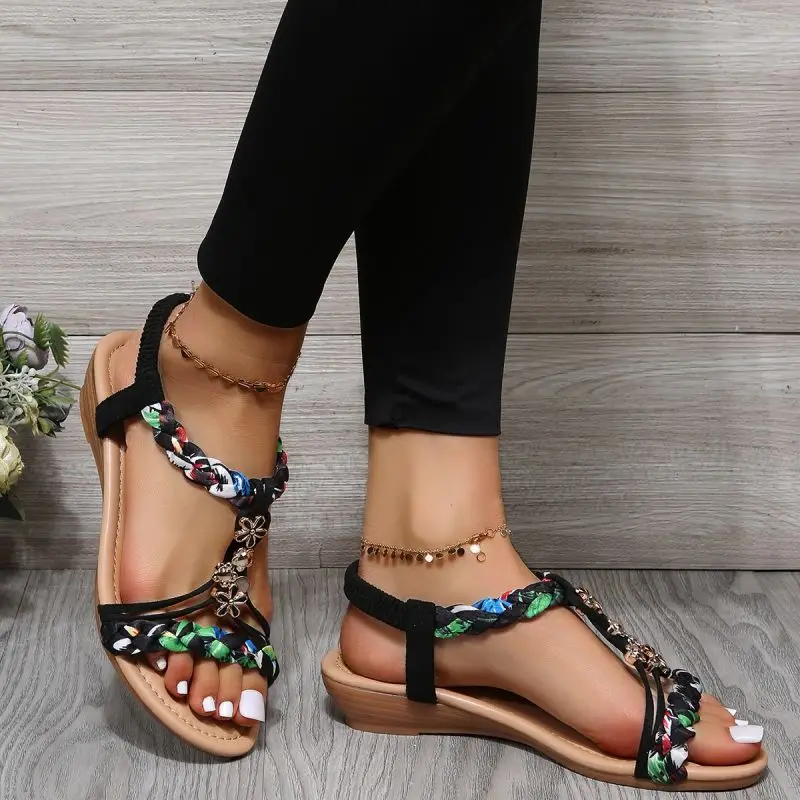 Braided Sandals with Flower Embellishments | Bohemian Chic and Comfort Summer – Image 4