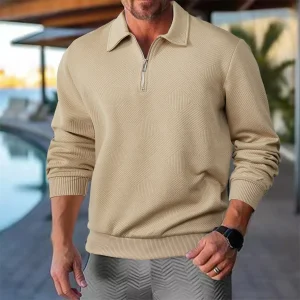 Pull Col Zippé | Motif Texturé | Élégance & Confort