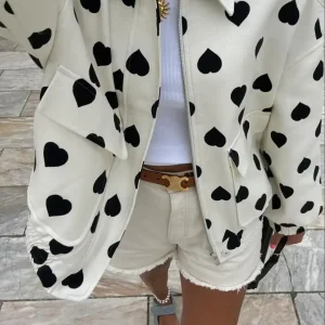 Hearts Pattern Jacket | Graphic Originality and Casual Style