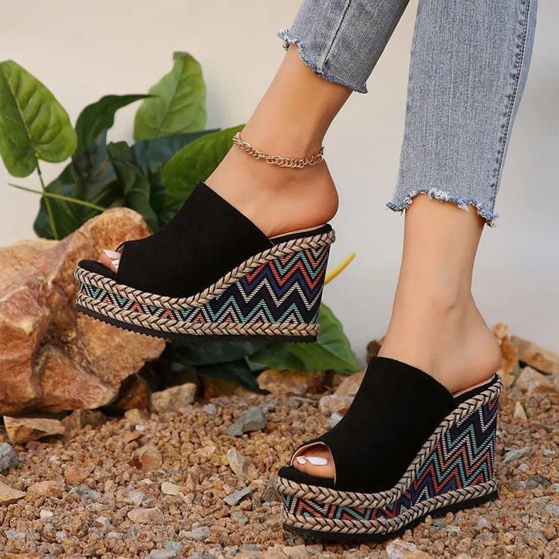 Zigzag Compensated Sandals | Bohemian Style and Comfortable Height – Image 6