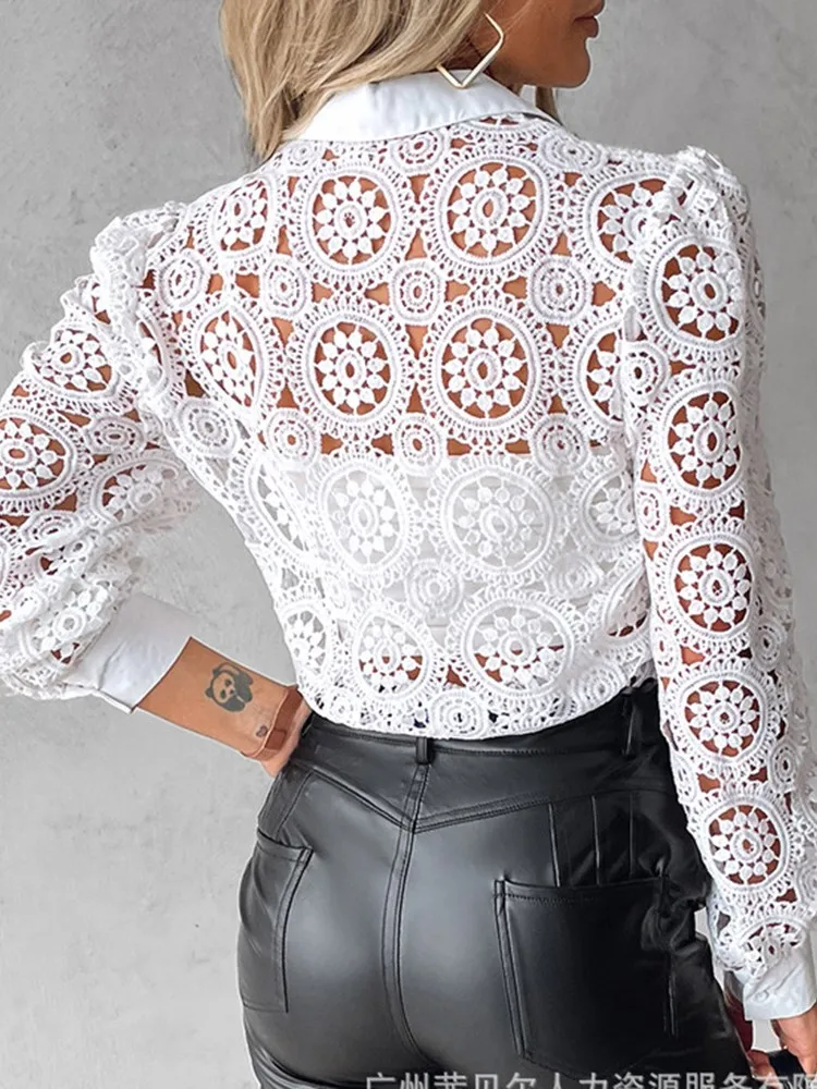 Embroidered Lace Blouse | Structured and Modern Elegance – Image 6