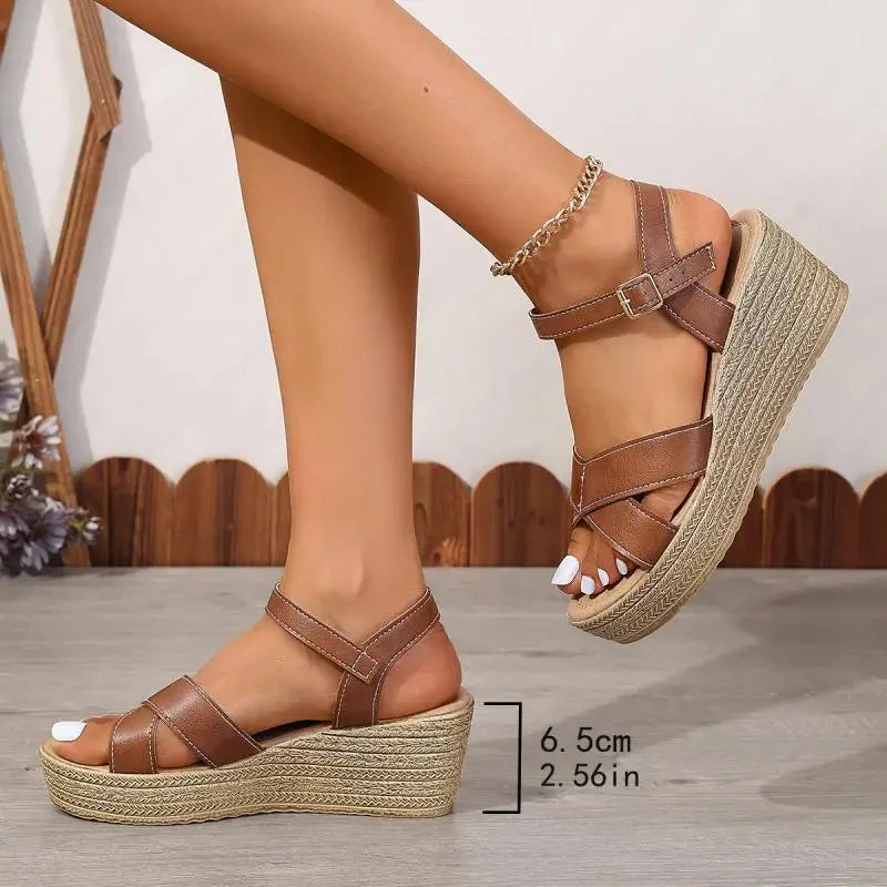 Cross-strap wedge sandals | Casual elegance and comfort – Image 8