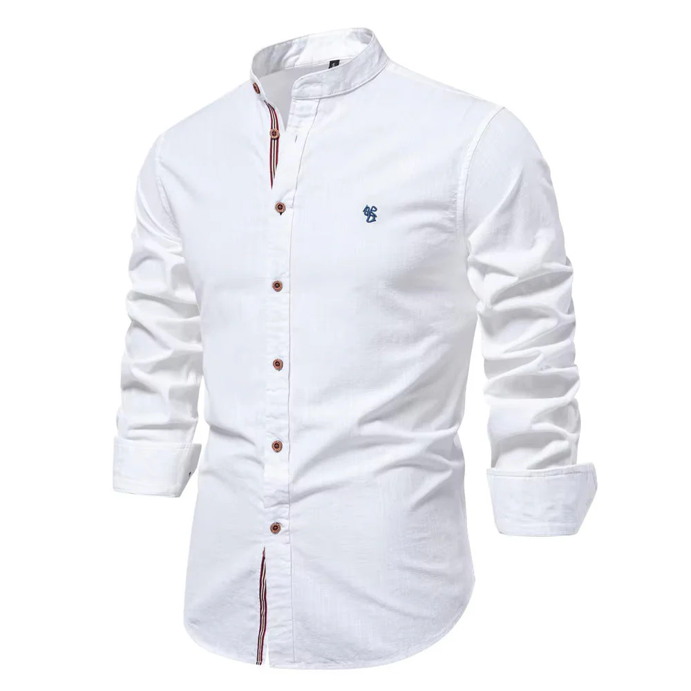 Chemise Blanche à Col Mao | Coton | Élégante et Moderne