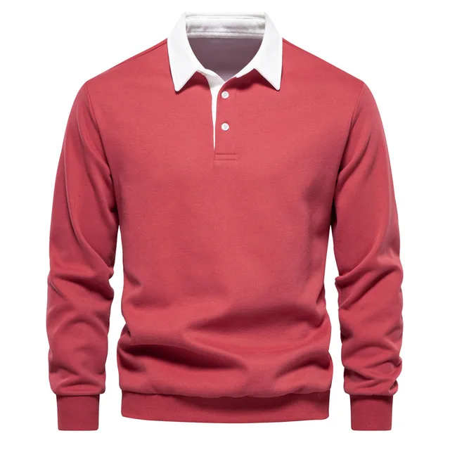 Polo Manches Longues | Rouge & Blanc | Classique et Élégant – Image 2