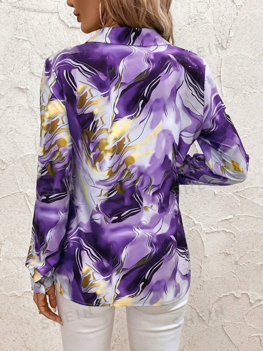 Satin Marble Print Shirt | Elegant and Bold – Image 4