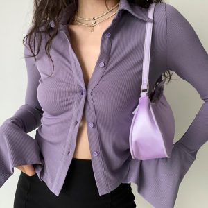 Ribbed Knit Buttoned Top | Soft Elegance