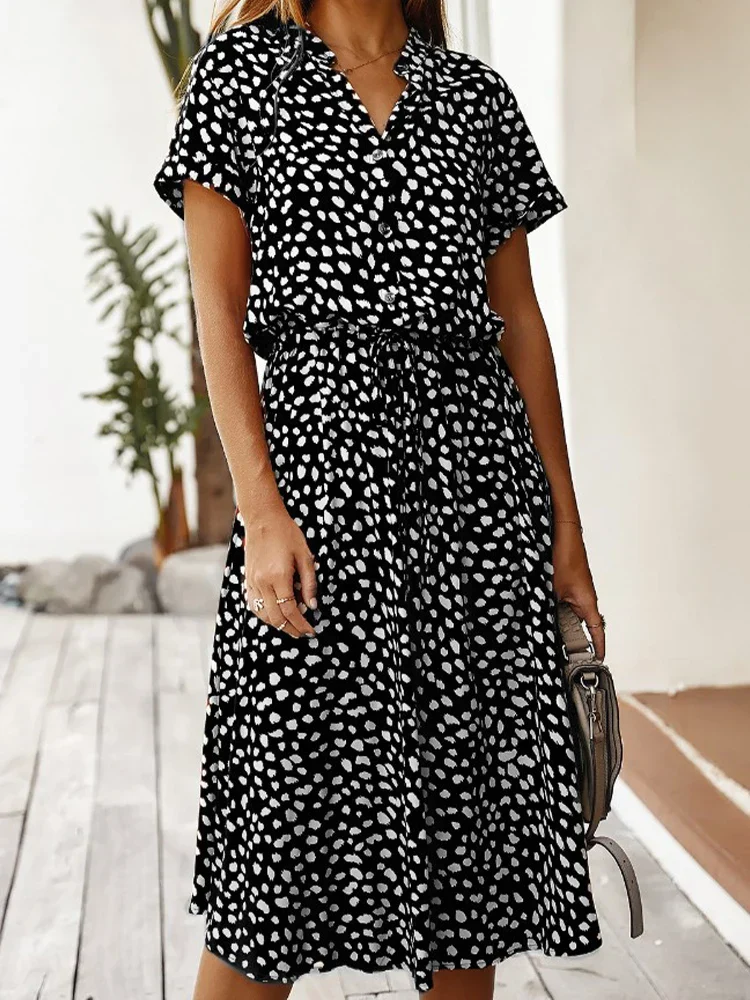 Fraîcheur Bohème | Mi-Long Shirt Dress Spotted Print – Image 4