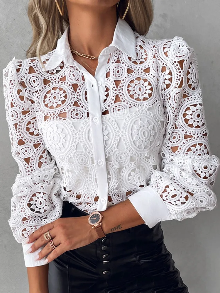 Embroidered Lace Blouse | Structured and Modern Elegance – Image 3