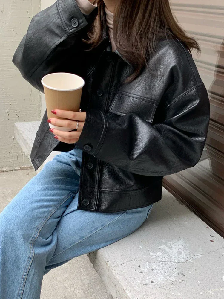 Leather Effect Short Jacket | Minimalist and Urban Style – Image 3