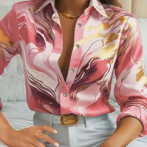 Satin Marble Print Shirt | Elegant and Bold