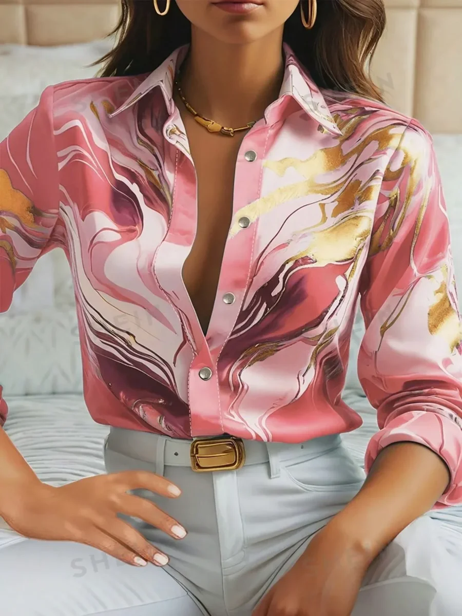 Satin Marble Print Shirt | Elegant and Bold – Image 2