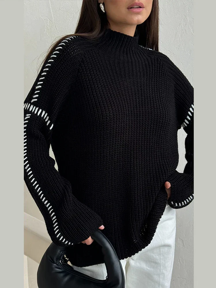 Contrast Knitwear | Oversized Sweater with Embroidered Details – Image 7