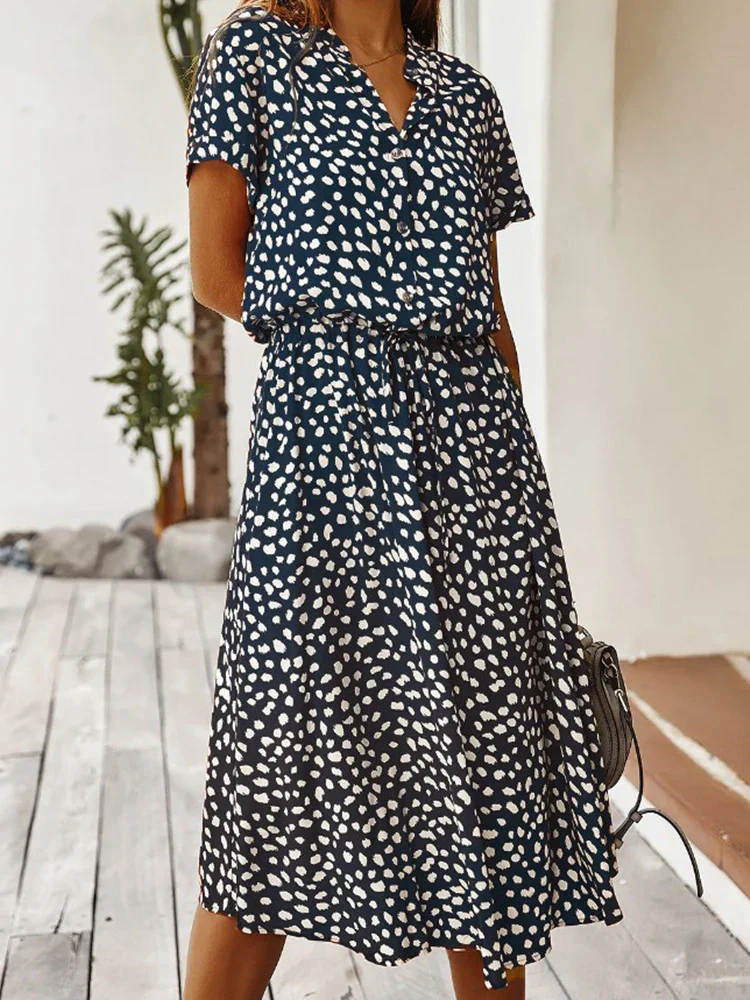 Fraîcheur Bohème | Mi-Long Shirt Dress Spotted Print – Image 7