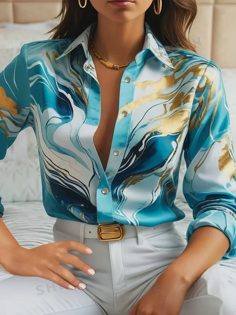 Satin Marble Print Shirt | Elegant and Bold – Image 5