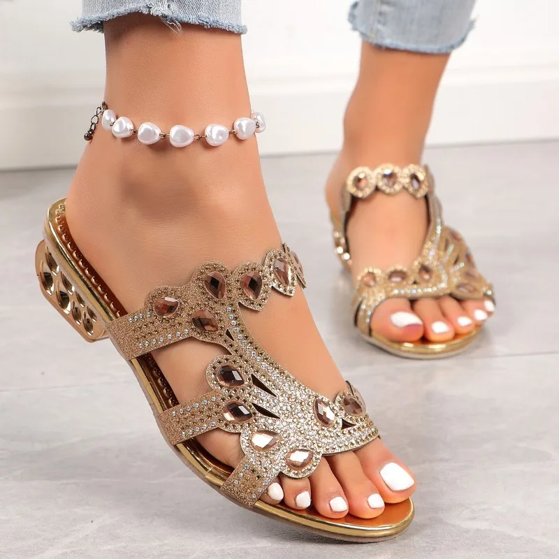 Metallic sandals with cut-out rhinestones | Elegance and summer shine – Image 4