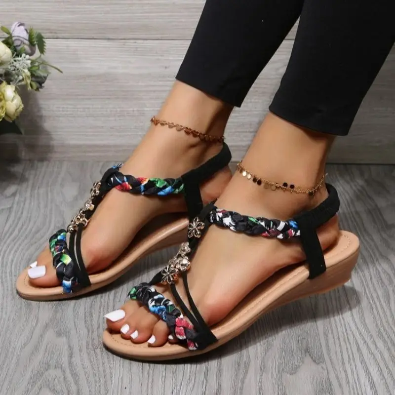 Braided Sandals with Flower Embellishments | Bohemian Chic and Comfort Summer – Image 3