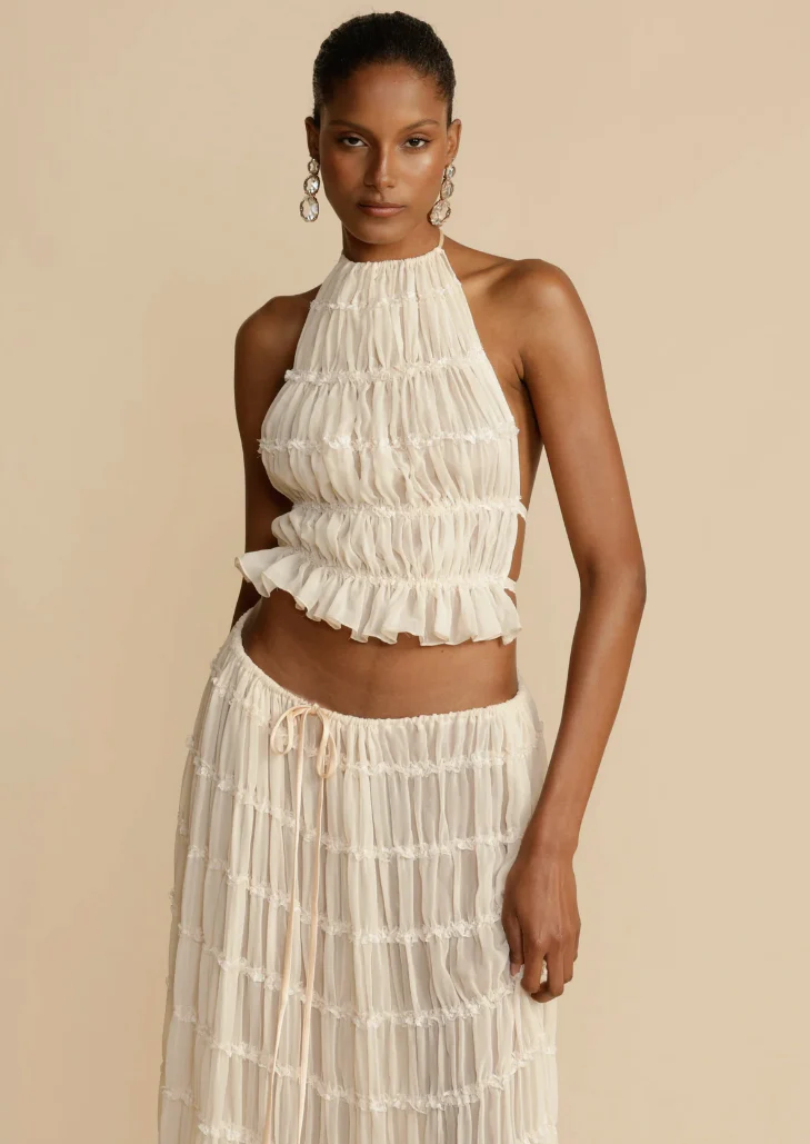 Pleated Halter Set | Légèreté d'Été Bohème – Image 2
